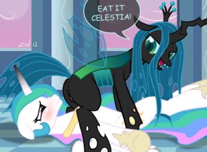 Rating: Explicit Score: 0 Tags: 2012 anus arthropod blush butt changeling_(mlp) crown cutie_mark duo e621 english_text equid equine feathered_wings feathers female female/female feral friendship_is_magic genitals green_eyes hair hasbro headgear horn insect_wings interspecies long_hair looking_back mammal multicolored_hair my_little_pony mythological_creature mythological_equine mythology nerdmouse open_mouth princess princess_celestia_(mlp) quadruped queen_chrysalis_(mlp) royalty spread_legs spreading tail text tongue vulva white_body white_feathers winged_unicorn wings User: bunchy7s