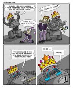Rating: Safe Score: 0 Tags: betrayal bodily_fluids comic crown crying death dialogue duo e621 english_text happy headgear human humor machine male mammal melee_weapon not_furry robot royalty stab sword tears text unknown_artist url weapon User: bunchy7s