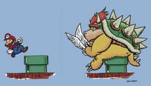 Rating: Safe Score: 0 Tags: anthro blue_background bowser butt button_(fastener) claws clothing darick_maasen duo e621 facial_hair fist footwear gloves hair handwear hat headgear headwear human humor jumping koopa looking_back male mammal mario mario_bros mustache newspaper nintendo overalls paper plumber reading reptile scalie shell shirt shoes simple_background sitting slightly_chubby spikes spread_legs spreading tail topwear warp_pipe yellow_body yellow_skin User: bunchy7s