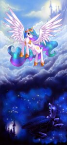 Rating: Safe Score: 0 Tags: absurd_res black_body black_skin blue_eyes castle cloud crown cutie_mark day duo e621 equid equine feathered_wings feathers female feral flying friendship_is_magic hair hasbro headgear hi_res horn limrei long_hair long_tail mammal multicolored_hair my_little_pony mythological_creature mythological_equine mythology night nightmare_moon_(mlp) outside princess princess_celestia_(mlp) purple_eyes royalty sibling_(lore) sister_(lore) sisters_(lore) sky sun tail white_body white_skin winged_unicorn wings User: bunchy7s