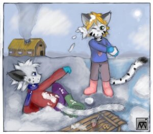 Rating: Safe Score: 0 Tags: anthro domestic_cat duo e621 felid feline felis fur green_eyes hexxy male mammal markings one_eye_closed outside pantherine silverkun snow spots spotted_body spotted_fur tail tiger young young_anthro User: bunchy7s