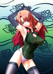 Rating: Explicit Score: 0 Tags: arms_up blue_eyes braid breasts captain_freedom cleavage_cutout elbow_gloves female gloves hong_meiling long_hair nipples panties red_hair rule34 see-through side-tie_panties the_embodiment_of_scarlet_devil thighhighs touhou twin_braids underwear User: bunchy7s