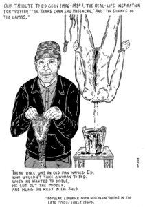 Rating: Explicit Score: 0 Tags: 2003 blood bodily_fluids breasts bucket bucket_of_blood clothing container death diddle disembowelment e621 ed_gein english_text female furniture gabe_martinez genitals gore grandfathered_content hat headgear headwear human human_only killing limerick line_art mammal martin_the_satanic_raccoon monochrome nipples not_furry nude poetry rhyme shaded shirt simple_background solo strung_up table text topwear vulva white_background wisconsin User: bunchy7s