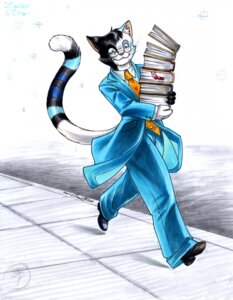 Rating: Safe Score: 0 Tags: 2009 agent_elrond anthro clothed clothing domestic_cat e621 eyewear felid feline felis fully_clothed fur glasses hi_res inner_ear_fluff male mammal simple_background solo suit tail traditional_media_(artwork) tuft walking white_background zander_oro User: bunchy7s