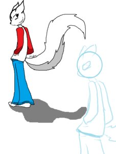 Rating: Safe Score: 0 Tags: anthro arctic_fox biped bottomwear canid canine clothing e621 footwear fox looking_back male mammal mohxi pants shirt shoes simple_background sketch solo tail topwear true_fox User: bunchy7s