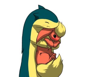 Rating: Safe Score: 0 Tags: ambiguous_gender blush duo e621 eeveelution eyes_closed feral flareon fur generation_1_pokemon generation_2_pokemon hug nintendo pokemon pokemon_(species) simple_background smile typhlosion unknown_artist white_background User: bunchy7s