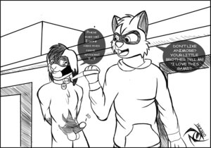 Rating: Explicit Score: 0 Tags: 8d anthro ball_gag black bondage bound collar crying erection feline furry herseio humiliation konnykon lagomorph leash male male_only mask outside panther penis petplay public rabbit rule34 User: bunchy7s
