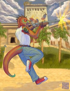 Rating: Safe Score: 0 Tags: anthro bottomwear charryzarry clothing cloud converse denim denim_bottomwear denim_clothing detailed detailed_background e621 egyptian fight fingerless_gloves footwear furgonomics gloves grass green_markings gun gunfire handwear head_spikes holding_gun holding_object holding_ranged_weapon holding_weapon jeans kadohusky male markings orange_body orange_scales outside palm_tree pants plant ranged_weapon scales scalie serious_sam shoes shotgun sneakers solo spikes spikes_(anatomy) tail tail_clothing tattoo toony torn_clothing tree weapon wood User: bunchy7s
