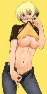 Rating: Explicit Score: 0 Tags: 1girls blonde_hair breasts female female_only glasses green_eyes jeans midriff mouth_hold navel nipple_slip nipples no_bra no_panties open_fly pubic_hair rule34 shiny shiny_skin shirt_lift short_hair solo take_on_me takemura_sesshuu underboob undressing unzipped User: bunchy7s