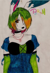 Rating: Safe Score: 0 Tags: alternative_fashion anthro biped black_nose breasts brown_eyes cleavage clothed clothing corset dezi e621 female hair lagomorph leporid lingerie mammal multicolored_hair pyroh rabbit simple_background solo standing topwear traditional_media_(artwork) white_background User: bunchy7s