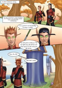 Rating: Safe Score: 0 Tags: blizzard_entertainment blood_elf comic day dialogue digital_media_(artwork) drgraevling duo e621 elf english_text epic_journeys_and_random_encounters eversong_interrogations forest glowing humanoid male monara not_furry outside plant story text tree warcraft User: bunchy7s