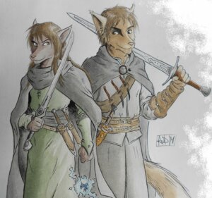 Rating: Safe Score: 0 Tags: 0laffson 2013 abstract_background anthro armor assassin belt black_clothing black_robe broadsword brother_(lore) brother_and_sister_(lore) brown_body brown_eyes brown_fur brown_hair brown_nose canid canine canis cloak clothed clothing dagger duo e621 female fur hair holding_melee_weapon holding_object holding_sword holding_weapon keidran knife long_hair looking_aside magic male mammal melee_weapon natani painting_(artwork) robe short_hair sibling_(lore) signature simple_background sister_(lore) smile standing sword traditional_media_(artwork) traditional_painting_(artwork) traditional_watercolor_(artwork) twokinds vambrace watercolor_(artwork) weapon white_background wolf zen_(twokinds) User: bunchy7s