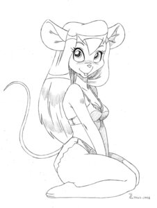Rating: Questionable Score: 0 Tags: 2007 3_toes anthro barefoot biped black_and_white blush bra breasts buckteeth chip_'n_dale_rescue_rangers clothed clothing disney e621 feet female gadget_hackwrench hair hatching_(art) line_art line_art_only long_hair looking_aside looking_at_viewer mammal monochrome mouse murid murine panties raised_tail rodent shaded shaded_line_art shoxxe side_view simple_background skimpy smile solo tail teeth toes underwear white_background User: bunchy7s