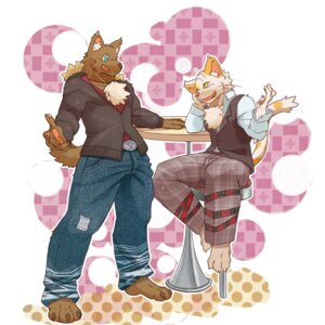 Rating: Safe Score: 0 Tags: 1:1 3_toes 5_fingers anthro arm_support barefoot biri blue_eyes bottomwear brown_body brown_fur brown_nose canid canine canis chest_tuft claws clothed clothing denim denim_bottomwear denim_clothing domestic_cat domestic_dog duo e621 feet felid feline felis fingers fully_clothed fur furniture inner_ear_fluff jacket jeans leaning_on_elbow looking_at_another male mammal open_mouth open_smile orange_body orange_fur outline pants pink_nose raised_tail riot41 shirt sitting smile standing stool table tail toes topwear tuft vest yellow_eyes User: bunchy7s