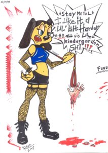 Rating: Questionable Score: 0 Tags: 2007 anthro black_hair blood bodily_fluids boots brandy_and_mr._whiskers brandy_harrington breasts canid canine canis clothing collar dialogue disney domestic_dog e621 english_text female footwear gore hair hi_res leash legwear mammal navel open_mouth shoes simple_background small_breasts solo stockings text trollingmeister white_background User: bunchy7s