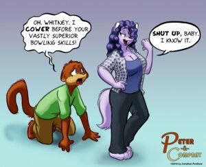 Rating: Safe Score: 0 Tags: 2014 anthro blue_eyes body_worship breasts brown_body brown_fur cleavage clothed clothing comic domestic_cat dominant dominant_female duo e621 english_text felid feline felis female fluffy fluffy_tail fur heart_symbol humor male mammal peter_(pnc) peter_and_company peterandwhitney purple_body purple_fur submissive submissive_male tail text whitney_(pnc) yellow_eyes User: bunchy7s