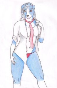 Rating: Questionable Score: 0 Tags: accessory anthro blue_body blue_fur border_collie breasts canid canine canis clothing collie domestic_dog e621 female fur herding_dog hi_res jaylablue mammal navel necktie panties pastoral_dog sheepdog shirt simple_background solo topwear underwear white_background User: bunchy7s