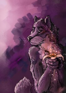 Rating: Safe Score: 0 Tags: abstract_background anthro canid canine canis chasington corel_painter_(artwork) digital_media_(artwork) domestic_dog e621 flower glowing holding_flower holding_object looking_away male mammal plant romantic romantic_ambiance simple_background solo User: bunchy7s