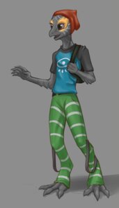 Rating: Safe Score: 0 Tags: 3_toes 5_fingers anthro biped brown_eyes clothed clothing e621 feet fingers gesture grey_body hi_res male neon_(artist) october_(hevdra) reptile scalie shirt solo standing toes topwear waving User: bunchy7s