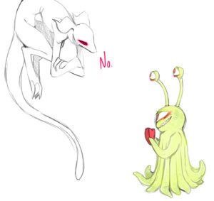 Rating: Safe Score: 0 Tags: alien ask_blog dept_store_spook dialogue dogrot duo e621 earthbound_(series) english_text gieeg giygas low_res male mook nintendo red_eyes simple_background text white_background User: bunchy7s