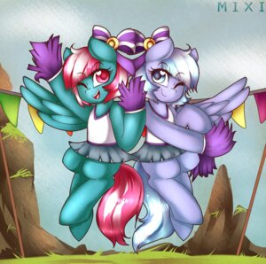 Rating: Safe Score: 0 Tags: 2014 accessory bow_(feature) bow_accessory bow_ribbon cheerleader clothing cloud duo e621 equid equine feathered_wings feathers female fizzy_pop_(mlp) friendship_is_magic hair hair_accessory hair_bow hair_ribbon happy hasbro hi_res lilac_sky_(mlp) mammal missmixi my_little_pony mythological_creature mythological_equine mythology one_eye_closed outside pegasus pom_poms ribbons sky smile wings User: bunchy7s