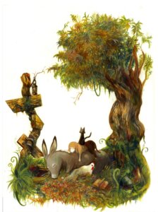 Rating: Safe Score: 0 Tags: ambiguous_gender asinus avian bird book branch canid canine canis chicken domestic_cat domestic_dog donkey e621 equid equine eyes_closed fairy_tales felid feline felis feral galliform grass group inubito lying mammal outside phasianid plant quadruped sign size_difference sleeping tail town_musicians_of_bremen traditional_media_(artwork) tree vines wood User: bunchy7s