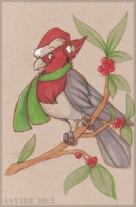 Rating: Safe Score: 0 Tags: 2012 ambiguous_gender anyare avian beak bird cardinal-tanager christmas christmas_clothing christmas_headwear clothing e621 feathered_wings feathers feral hat headgear headwear holidays manu_koa marker_(artwork) mostly_nude oscine outside passerine red-crested_cardinal red_body red_feathers santa_hat scarf simple_background solo tail tail_feathers tanager traditional_media_(artwork) wings User: bunchy7s