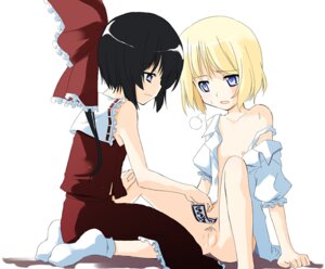 Rating: Explicit Score: 0 Tags: 2girls alice_margatroid black_hair blonde_hair blue_eyes bow breasts female green_eyes human maebari multiple_females multiple_girls nipples open_clothes open_shirt pubic_hair pussy reimu_hakurei rule34 sakuraba_yuuki shirt strap_slip touhou uncensored yuri User: bunchy7s