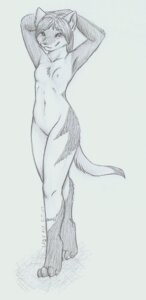 Rating: Questionable Score: 0 Tags: 2009 ajna anthro biped breasts canid canine casual_nudity claws e621 female fur looking_at_viewer mammal monochrome nipples nude raised_arm sable_(ivory-raven) small_breasts smile solo standing tail traditional_media_(artwork) tuft wide_hips User: bunchy7s