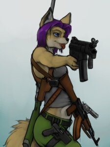 Rating: Safe Score: 0 Tags: 3:4 ak-47 ak_platform anthro assault_rifle belt black_nose blue_eyes breast_squish breasts canid canine clothed clothing detailed e621 female geena_gonorah gradient_background gun hair handgun holding_gun holding_object holding_ranged_weapon holding_weapon holster ipoke mammal pistol purple_hair ranged_weapon revolver rifle short_hair simple_background solo squish straps submachine_gun tail tongue weapon User: bunchy7s