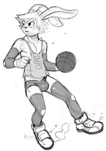Rating: Questionable Score: 0 Tags: anthro ball basketball basketball_(ball) bodily_fluids bulge clothing e621 lagomorph leporid male mammal monochrome rabbit redic-nomad solo speedo sweat swimwear User: bunchy7s