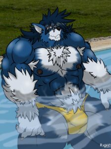 Rating: Explicit Score: 0 Tags: 2009 abs anthro arms_in_water balls_outline biceps big_muscles blue_body bottomwear bulge canid canine canis clothed clothing detailed_bulge e621 fully_submerged_legs fur genital_outline hair huge_muscles hyper male mammal muscular muscular_anthro muscular_male nipples partially_submerged pecs pose rackun skimpy smile solo speedo submerged_arms submerged_legs swimming_pool swimwear topless water white_body white_fur wolf yellow_bottomwear yellow_clothing User: bunchy7s
