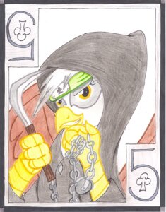 Rating: Safe Score: 0 Tags: accessory avian beak brown_body brown_feathers card card_template chain clubs_(suit) e621 feathered_wings feathers female five_of_clubs friendship_is_magic gilda_(mlp) gryphon hasbro headband kusurigama my_little_pony mythological_avian mythological_creature mythology ninja number playing_card playing_card_template purple_body purple_feathers sickle smile solo suit_symbol the1king traditional_media_(artwork) warrior weapon white_body white_feathers wings User: bunchy7s