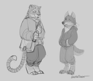 Rating: Safe Score: 0 Tags: 2013 anthro bag bottomwear canid canine canis claws clothed clothing conditional_dnp duo e621 feet felid hindpaw hoodie jeremy_(sefeiren) male mammal monochrome pantherine pants paws satchel sefeiren stripes tiger topwear wolf User: bunchy7s