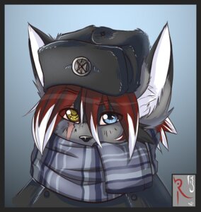 Rating: Safe Score: 0 Tags: anthro black_border blue_eyes border clothed clothing conditional_dnp digital_media_(artwork) e621 fluff-kevlar gradient_background hair hat headgear headshot_portrait headwear heterochromia looking_at_viewer male mammal nytro_(fluff-kevlar) portrait red_hair scar scarf simple_background solo ushanka yellow_eyes User: bunchy7s