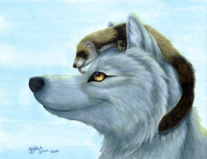 Rating: Safe Score: 0 Tags: 2004 ambiguous_gender arylkia canid canine canis detailed detailed_background domestic_ferret duo e621 eyes_closed feral fur inner_ear_fluff kissing licking mammal mustelid musteline smile tail tongue tongue_out toony traditional_media_(artwork) true_musteline tuft weasel wolf yellow_eyes User: bunchy7s