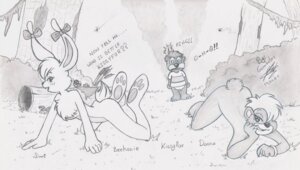 Rating: Questionable Score: 0 Tags: all_fours anthro ass_up bear beehonie butt donna_(kissyfur) e621 female forest garabatoz greyscale group kissyfur kissyfur_(kissyfur) lagomorph leporid male mammal monochrome outside plant presenting presenting_hindquarters rabbit tree wood User: bunchy7s