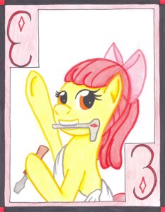 Rating: Safe Score: 0 Tags: accessory apple_bloom_(mlp) bow_(feature) bow_accessory bow_ribbon card card_template chisel diamonds_(suit) e621 earth_pony equid equine female friendship_is_magic hair hair_accessory hair_bow hair_ribbon hammer hasbro horse mammal my_little_pony number playing_card playing_card_template pony ribbons smile solo suit_symbol the1king three_of_diamonds tools traditional_media_(artwork) User: bunchy7s Rating: Safe Score: 0 Tags: accessory apple_bloom_(mlp) bow_(feature) bow_accessory bow_ribbon card card_template chisel diamonds_(suit) e621 earth_pony equid equine female friendship_is_magic hair hair_accessory hair_bow hair_ribbon hammer hasbro horse mammal my_little_pony number playing_card playing_card_template pony ribbons smile solo suit_symbol the1king three_of_diamonds tools traditional_media_(artwork) User: bunchy7s
