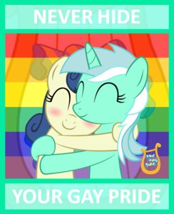 Rating: Safe Score: 0 Tags: 2013 blush bonbon_(mlp) bronybyexception duo e621 earth_pony english_text equid equine eyes_closed female female/female friendship_is_magic hair hasbro horn horse hug lgbt_pride lgbt_pride_month lyra_heartstrings_(mlp) mammal multicolored_hair my_little_pony mythological_creature mythological_equine mythology pony positive_message pride_color_background pride_colors rainbow rainbow_background rainbow_pride_colors rainbow_symbol simple_background six-stripe_rainbow_pride_colors smile text two_tone_hair unicorn User: bunchy7s