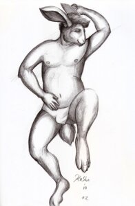 Rating: Questionable Score: 0 Tags: anthro briefs bulge clothed clothing e621 kashe lagomorph leporid male mammal monochrome overweight overweight_anthro overweight_male rabbit slightly_chubby solo traditional_media_(artwork) underwear User: bunchy7s