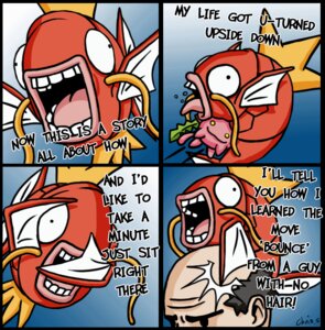 Rating: Safe Score: 0 Tags: 2013 ambiguous_gender animated animated_comic animated_gif aquatic barbel_(anatomy) comic dialogue e621 english_text fish flesh_whiskers generation_1_pokemon generation_2_pokemon group hoppip human humor magikarp male mammal nintendo open_mouth parody pokemon pokemon_(species) seedatart short_playtime teeth text the_fresh_prince_of_bel-air tongue what User: bunchy7s