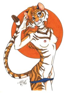 Rating: Questionable Score: 0 Tags: 2002 absurd_res anthro biped breasts clothing e621 felid female hi_res mammal nipples nude pantherine pinup pose signature simple_background solo standing terrie_smith tiger traditional_media_(artwork) undressing white_background User: bunchy7s