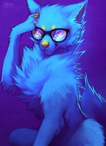 Rating: Safe Score: 0 Tags: 2013 ambiguous_gender blue_body blue_fur canid canine canis claws digital_media_(artwork) e621 ear_piercing eyewear falvie feral fur geekidog_(character) glasses industrial_piercing looking_at_viewer mammal piercing solo sparklefur wolf User: bunchy7s