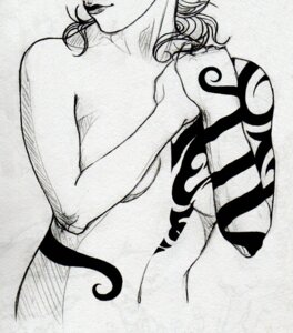 Rating: Questionable Score: 0 Tags: breasts closed_mouth covering daken_akihiro dark_avengers female female_only front_view human marvel marvel_comics monochrome mutant navel rule34 rule_63 solo tattoo x-men User: bunchy7s