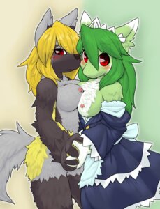 Rating: Questionable Score: 0 Tags: anthro anthro_on_anthro biped blonde_hair blush blush_lines breast_squish breasts breasts_frottage canid canine canis clothed clothing dragon dress duo e621 exposed_breasts female female/female fluffy fur furred_dragon furred_scalie green_hair hair hand_holding hi_res kame_3 kemono looking_at_viewer mammal mythological_creature mythological_scalie mythology nipples nude red_eyes scalie simple_background smile squish standing tail wolf User: bunchy7s