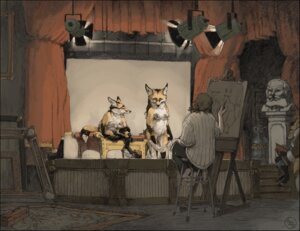 Rating: Questionable Score: 0 Tags: anthro artist being_watched breasts canid canine casual_nudity clothed clothed/nude clothing creating_art e621 easel female fox group human light lighting looking_at_another male mammal nipples nude nude_modelling pose seyorrol studio tail User: bunchy7s