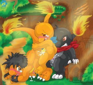 Rating: Explicit Score: 0 Tags: alternate_color anal anthro balls black_body black_fur black_hair blush bodily_fluids brown_eyes charmander clothing cum e621 erection fire flaming_tail forest fur generation_1_pokemon genital_fluids genitals gloves group group_sex hair handwear kerchief male male/male male_penetrated male_penetrating male_penetrating_male nintendo orange_body orange_fur orange_skin outside penetration penis plant pokemon pokemon_(species) raukue red_eyes reptile scalie sex tail tears threesome train_position tree trio wood young young_anthro young_on_young User: bunchy7s