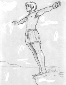 Rating: Safe Score: 0 Tags: 2013 5_fingers barefoot clothed clothing e621 ear_piercing eyes_closed feet fingers grass greyscale hair human keller_(kellervo) male mammal monochrome nipples not_furry outside piercing plant sabretoothed_ermine sequence short_hair side_view sketch smile solo spread_arms standing swimming_trunks swimwear topless User: bunchy7s