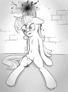 Rating: Explicit Score: 0 Tags: 2013 blood bodily_fluids bullet_wound death digital_drawing_(artwork) digital_media_(artwork) e621 equid equine fearingfun feathered_wings feathers female feral friendship_is_magic fur genitals gore gore_focus hair hasbro horn killing mammal monochrome my_little_pony mythological_creature mythological_equine mythology navel open_mouth shot_in_head simple_background sitting solo tail twilight_sparkle_(mlp) vulva white_background winged_unicorn wings User: bunchy7s