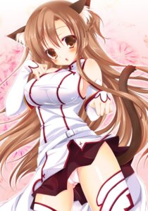 Rating: Questionable Score: 0 Tags: :o absolute_territory animal_humanoid armwear asuna_yuuki bare_shoulders belt blush bottomwear breasts brown_eyes brown_hair cat_humanoid clothing detached_sleeves e621 felid felid_humanoid feline feline_humanoid female hair humanoid legwear long_hair looking_at_viewer mammal mammal_humanoid open_mouth panties panty_shot rinka_(yuyutei) skirt solo sword_art_online tail thigh_highs underwear User: bunchy7s